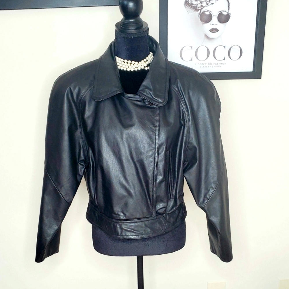 Wilson Genuine Leather Moto Style Jacket, Size L